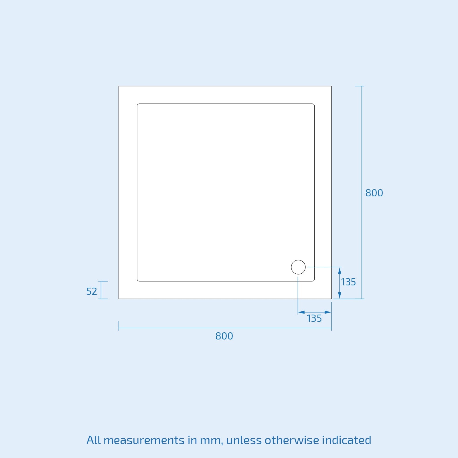 Modern Square 800 x 800 Shower Tray for Wetroom Stone Resin