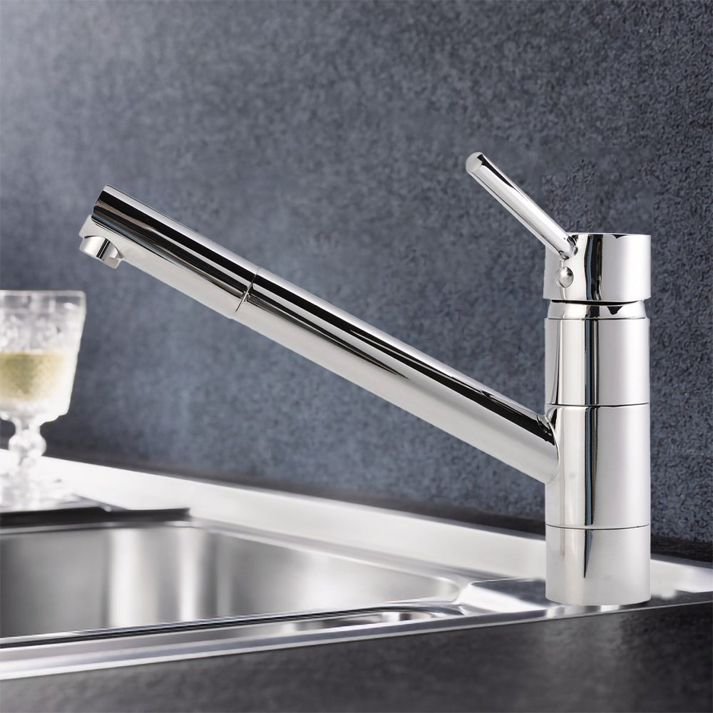 Modern Kitchen Sink Mixer Tap Long Neck Swivel Spout Single Lever | Nilikta