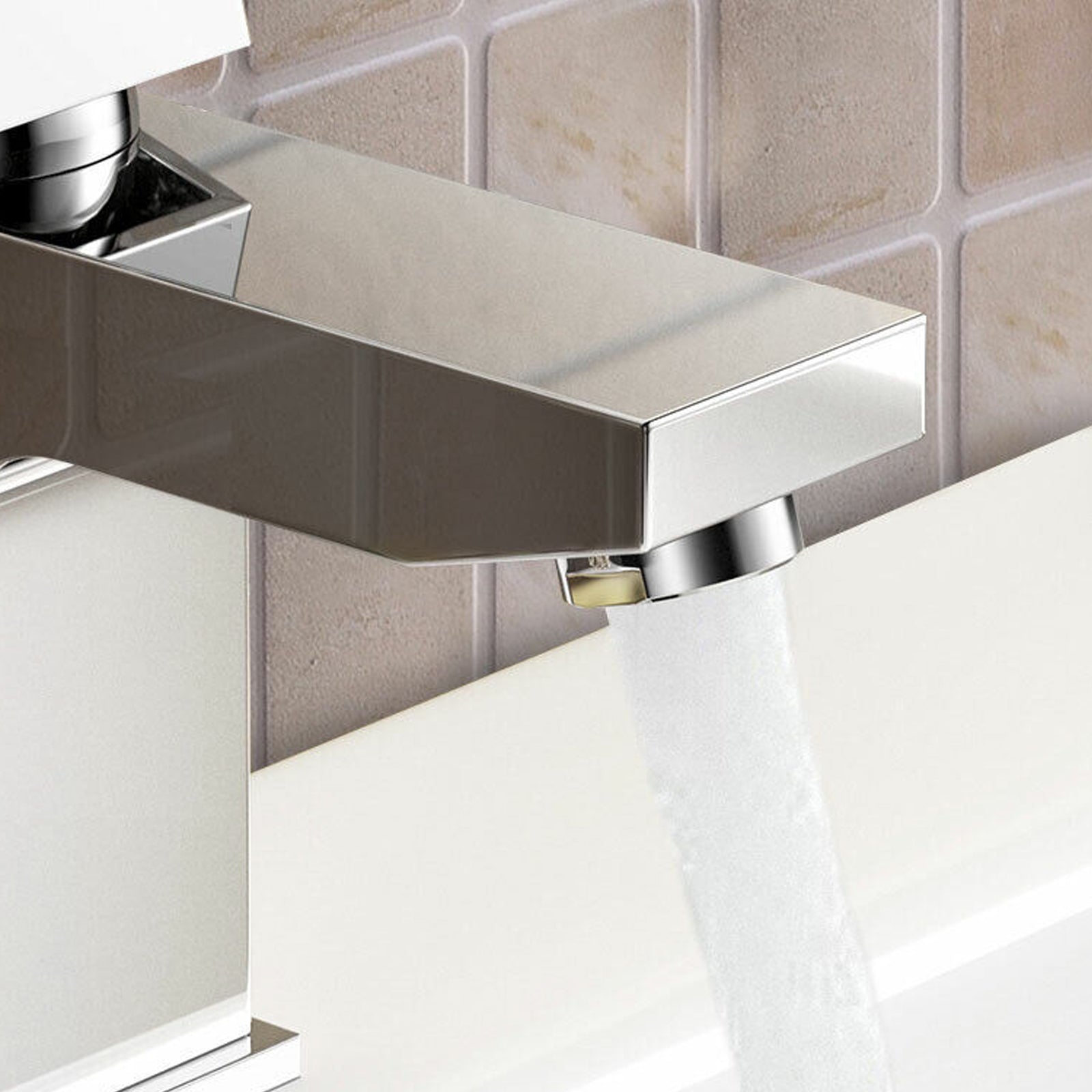 Ozone Contemporary Chrome Basin Sink Mono Mixer Tap & Waste