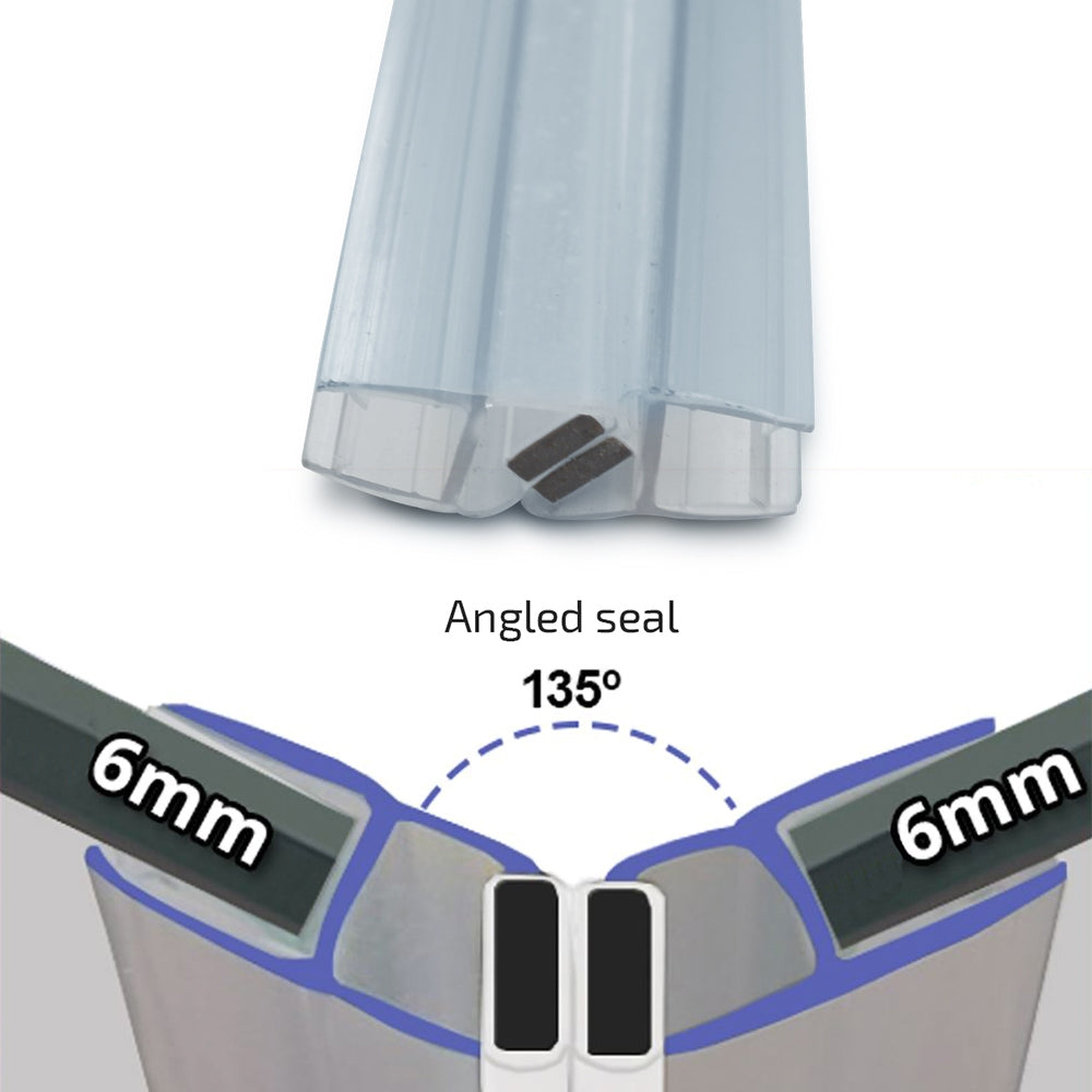 Clear 135° Magnetic Shower Enclosure Seal 6mm x 2000mm