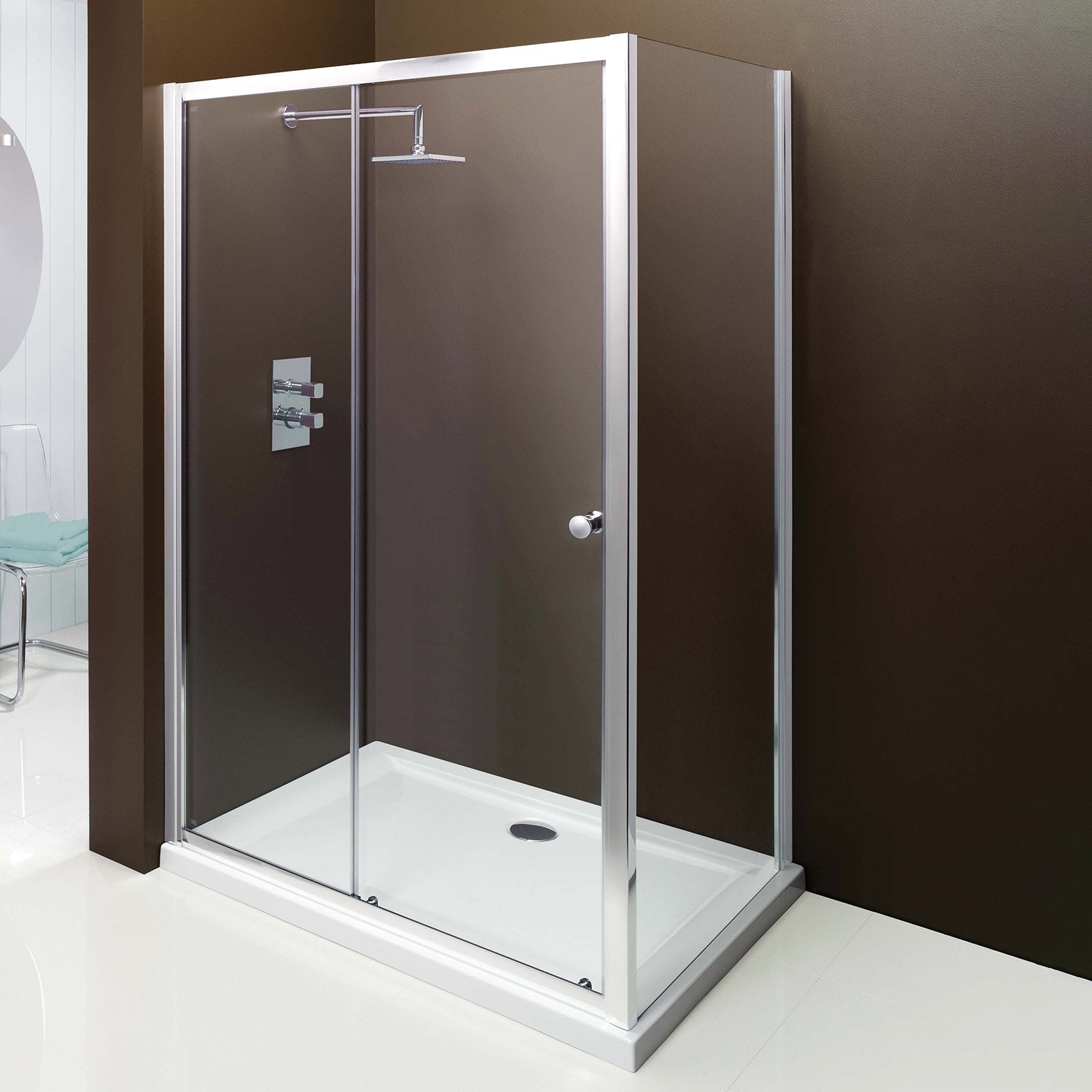 1100 x 1850mm Shower Sliding Door & Side Panel Enclosure Chrome