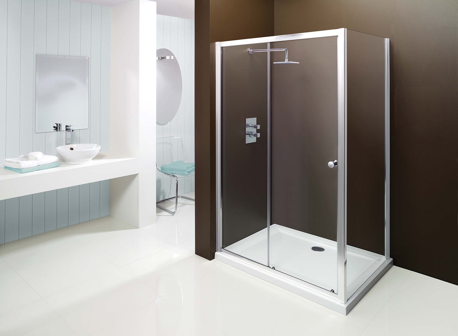 1100 x 1850mm Shower Sliding Door & Side Panel Enclosure Chrome