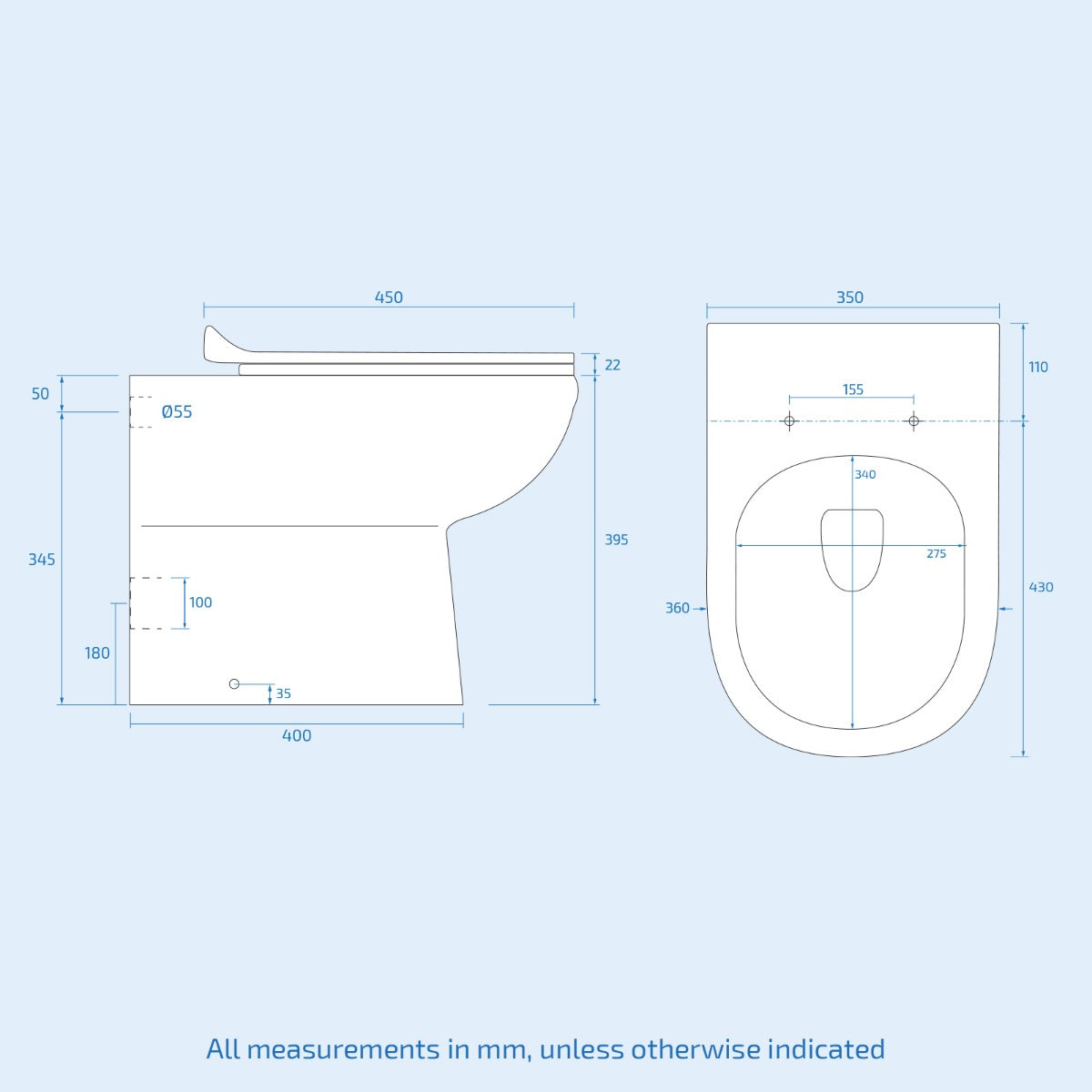 500mm Basin Vanity Unit, WC Unit, BTW Toilet & Bath Suite Steel Grey