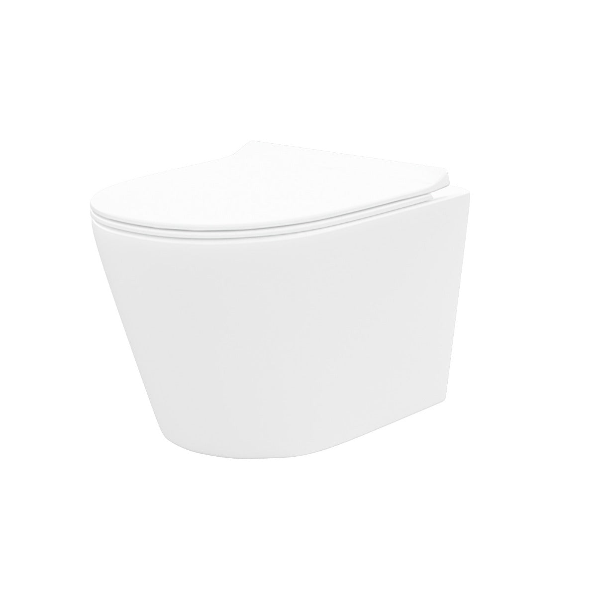 Round Wall Hung Rimless Toilet, Cistern Frame Matte Chrome Button