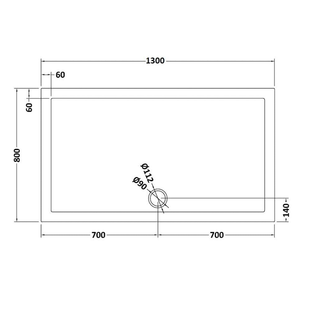 Rectangular 1300mm x 800mm Shower Tray White