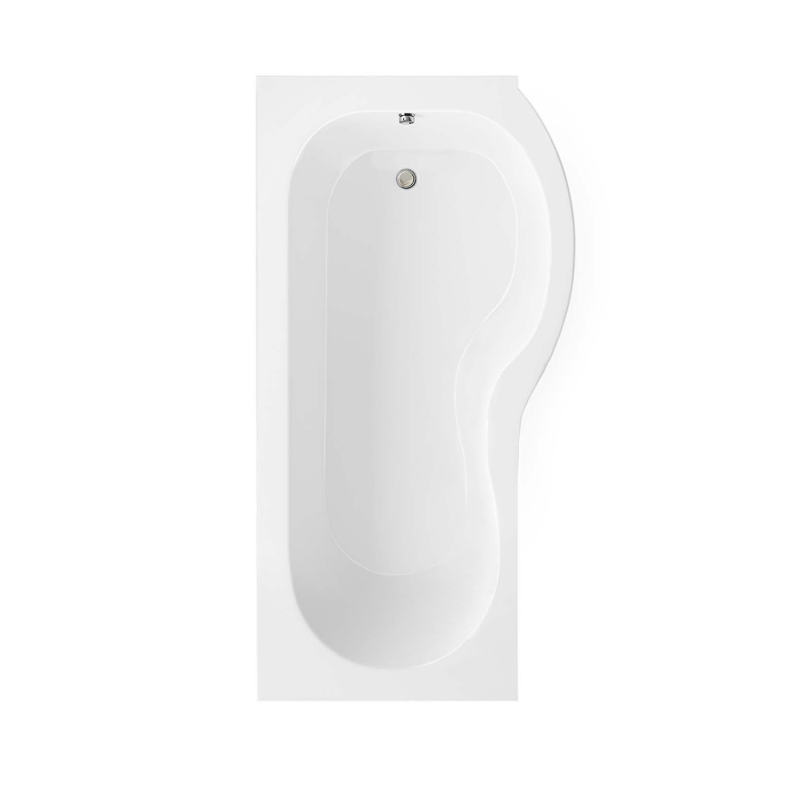 Diamond P-Shaped Modern Shower Bath 1700mm with Screen & Front Panel  Right Hand