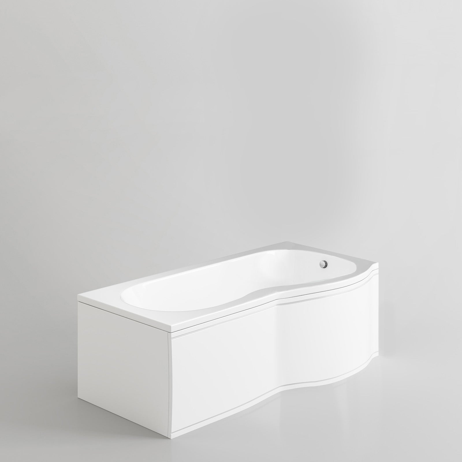 Diamond P-Shaped Modern Shower Bath 1700mm with Screen & Front Panel  Right Hand