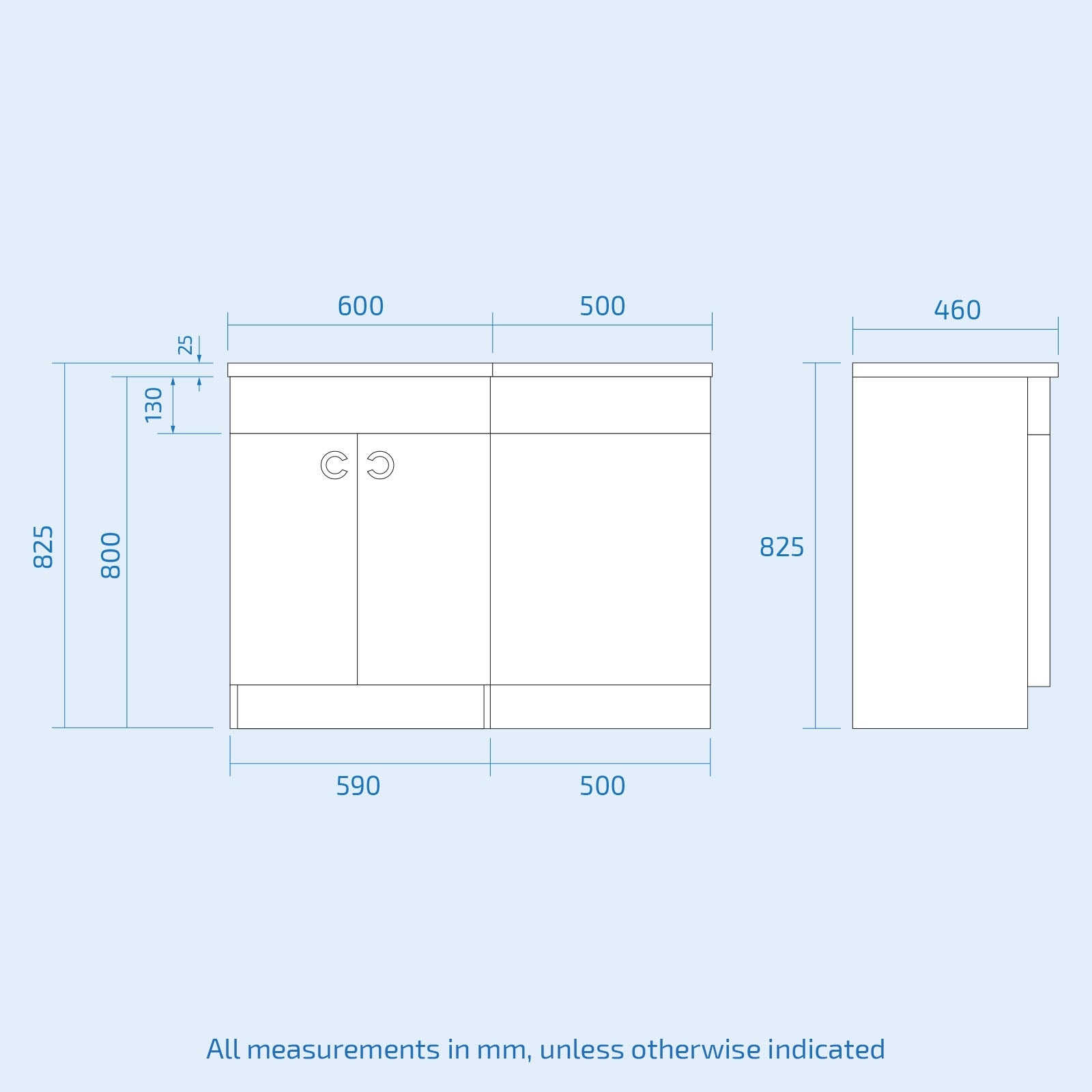 Dene Grey 1100 mm P Shaped LH Vanity Basin WC Unit & Rimless BTW Toilet