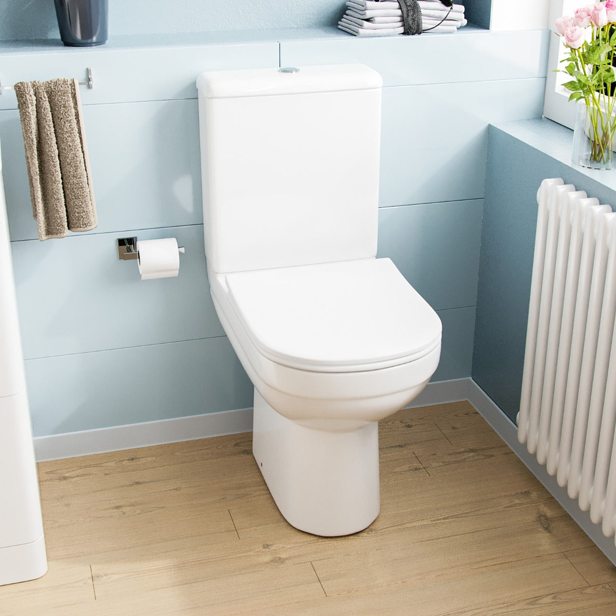 Comfort Height Close Coupled Toilet Pan Cistern and Soft Close Seat