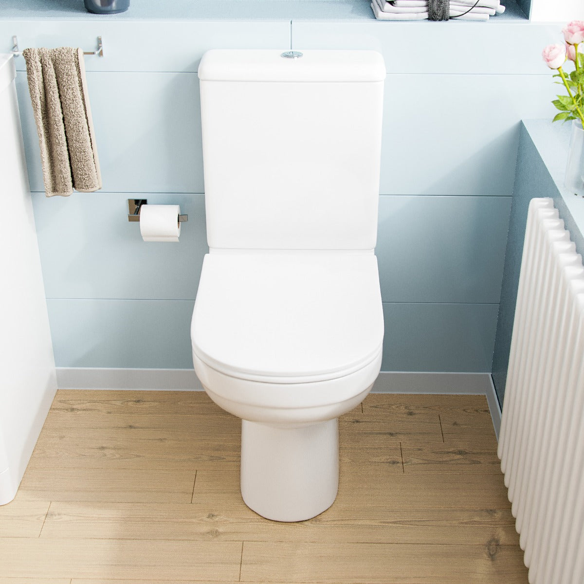 Comfort Height Close Coupled Toilet Pan Cistern and Soft Close Seat