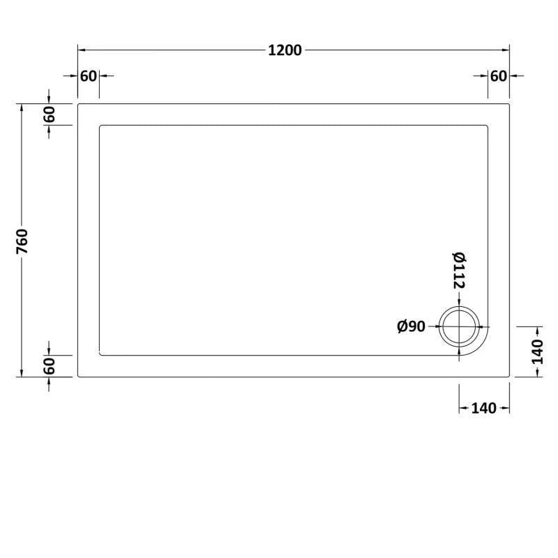 Slim 1200 x 760 Rectangular Shower Tray White