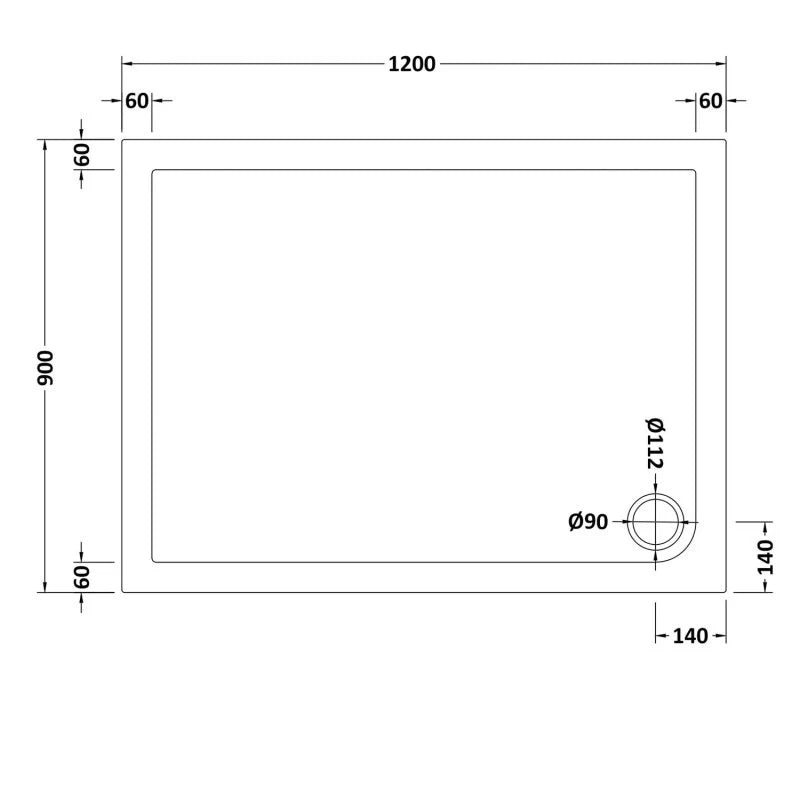 Slim 1200 x 900 Rectangular Stone Resin Shower Tray For Wetroom Enclosure