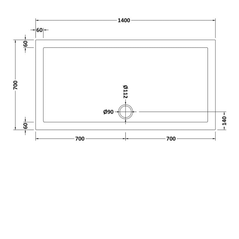 Slim 1400 x 700 Rectangular Stone Resin Shower Tray For Wetroom Enclosure