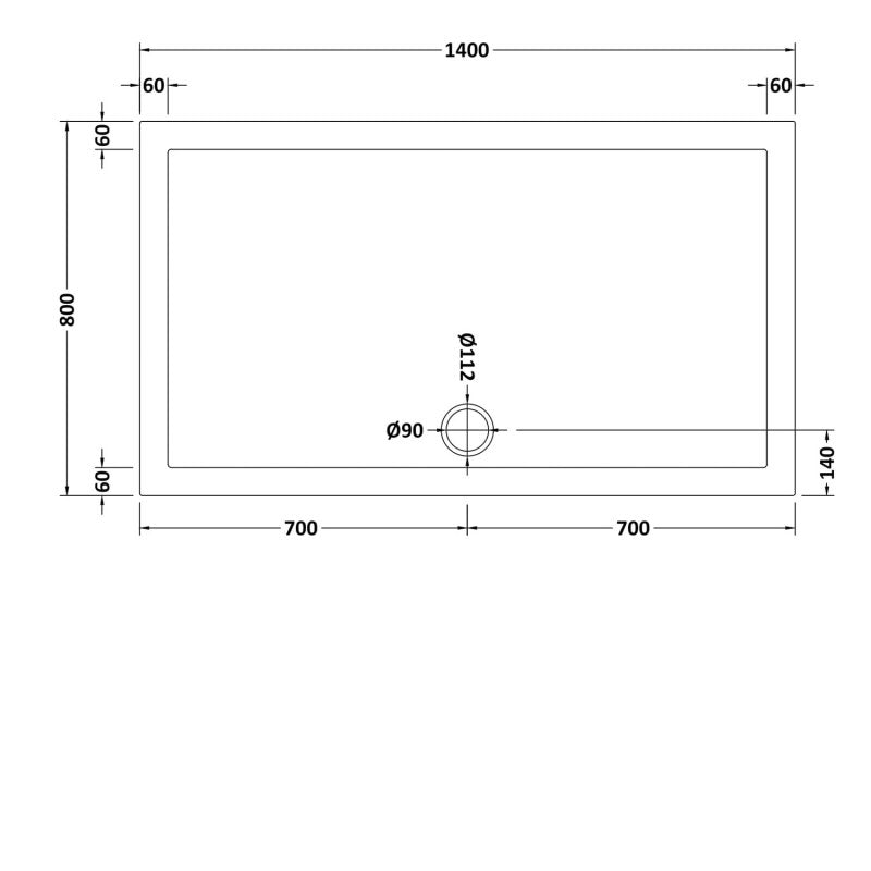 Slim 1400 x 800 Rectangular Stone Resin Shower Tray For Wetroom Enclosure