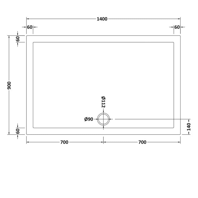 Slim 1400 x 900 Rectangular Stone Resin Shower Tray White For Wetroom Enclosure