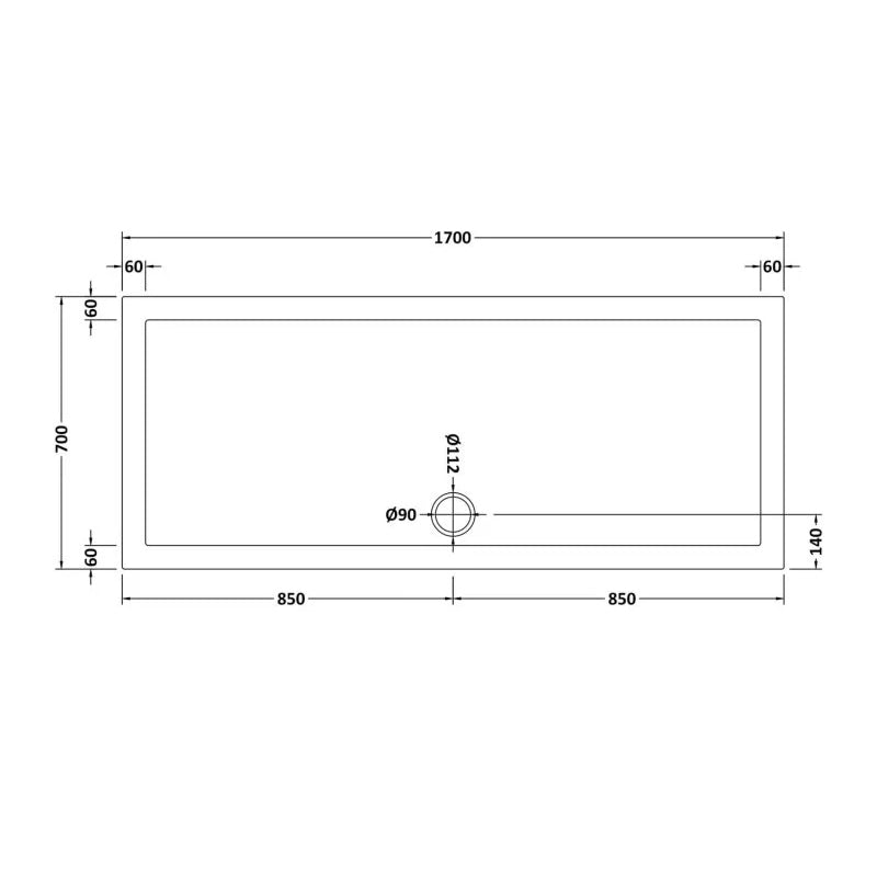 Shower 1700 x 1850mm Slider Door With 700 x 1850mm Side Panel & Tray - Brushed Brass