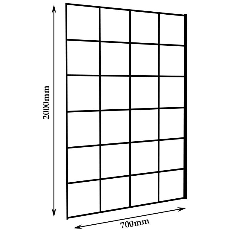 Koncept Wet Room Screen with Support Bar Black -  700 mm