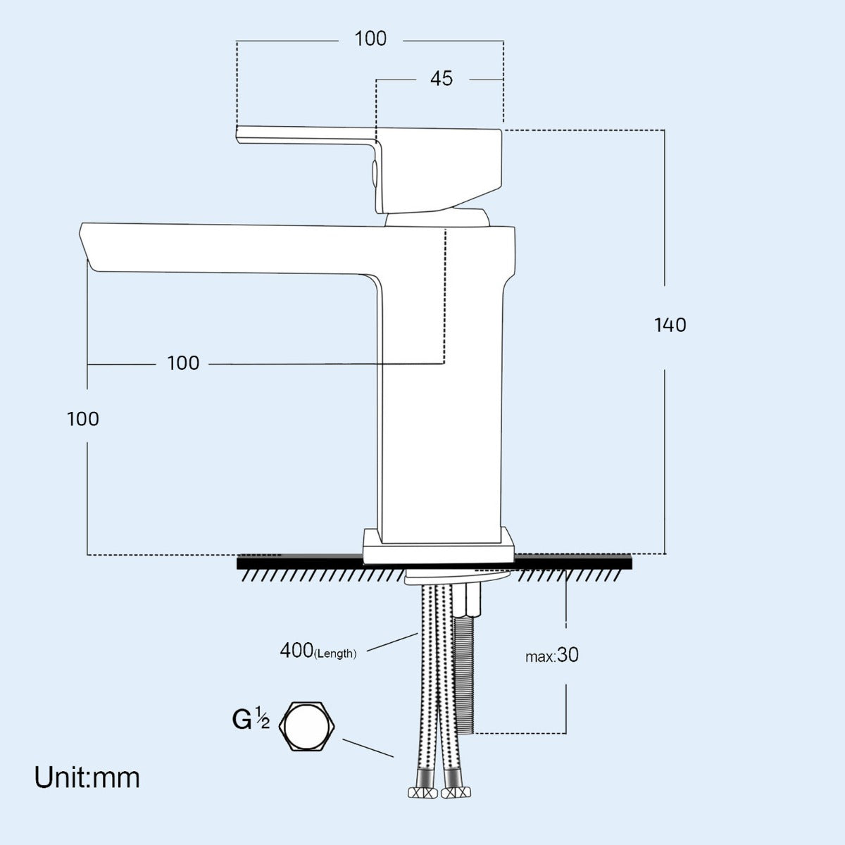 Saturn Designer Square Chrome Waterfall Basin Mono Mixer Tap & Bath Filler Taps