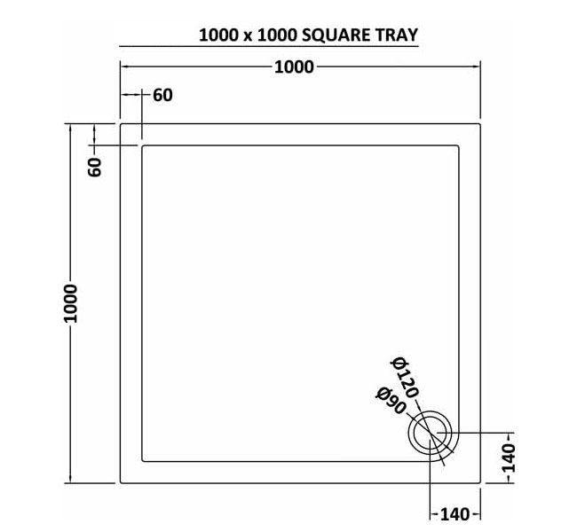 Manga 1000 x 1000mm Shower Enclosure Sliding Door, Panel & Tray Chrome