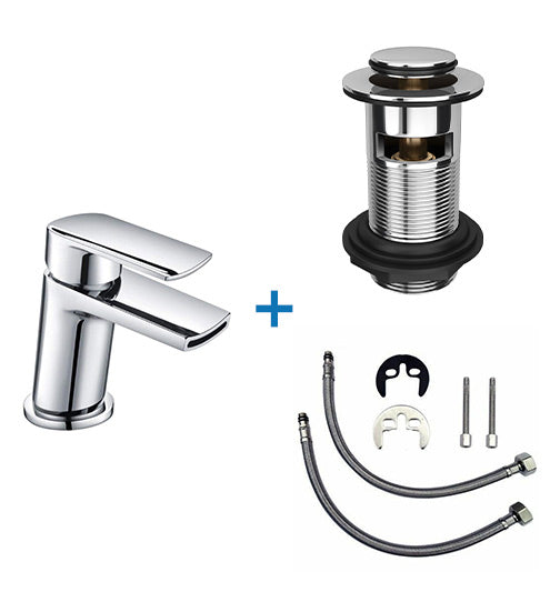 Centa Modern Waterfall Bathroom Basin Sink Mixer Tap & Deck Mounted Bath Filler Tap + Free Basin Waste