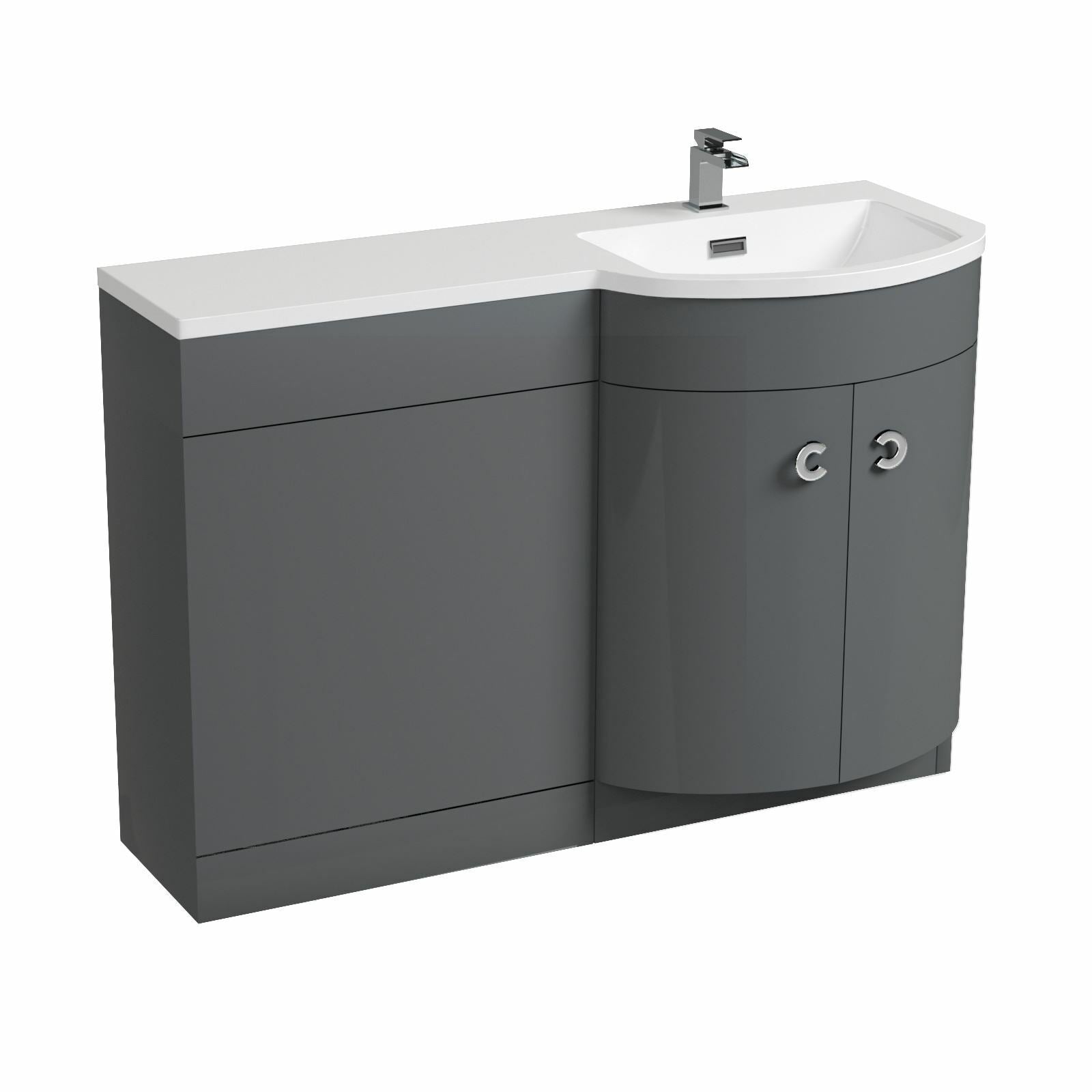 Dene Bathroom Basin Sink 1100mm Vanity Grey Unit Cabinet Furniture RH