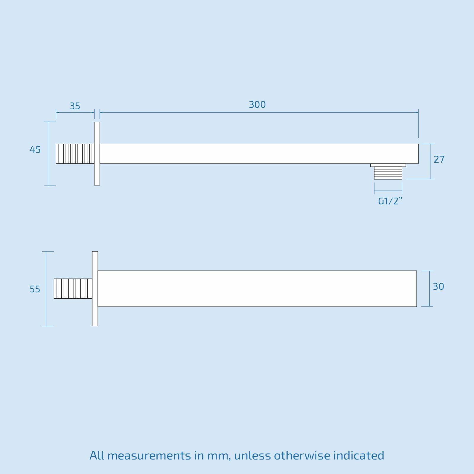 Slim 2 Dial 1 Way Concealed Square Thermostatic Shower Mixer