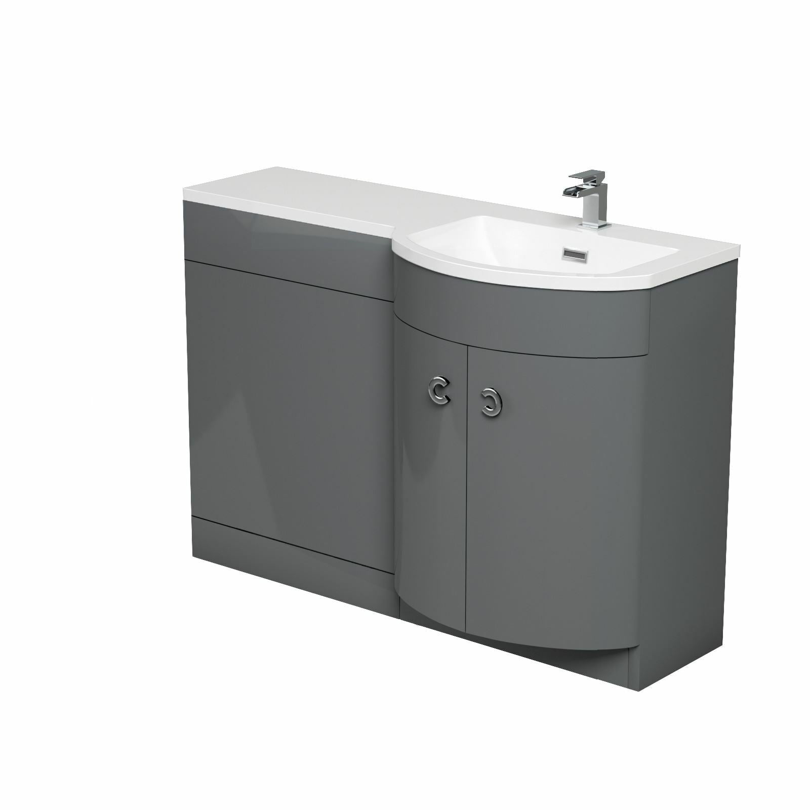 Dene Bathroom Basin Sink 1100mm Vanity Grey Unit Cabinet Furniture RH