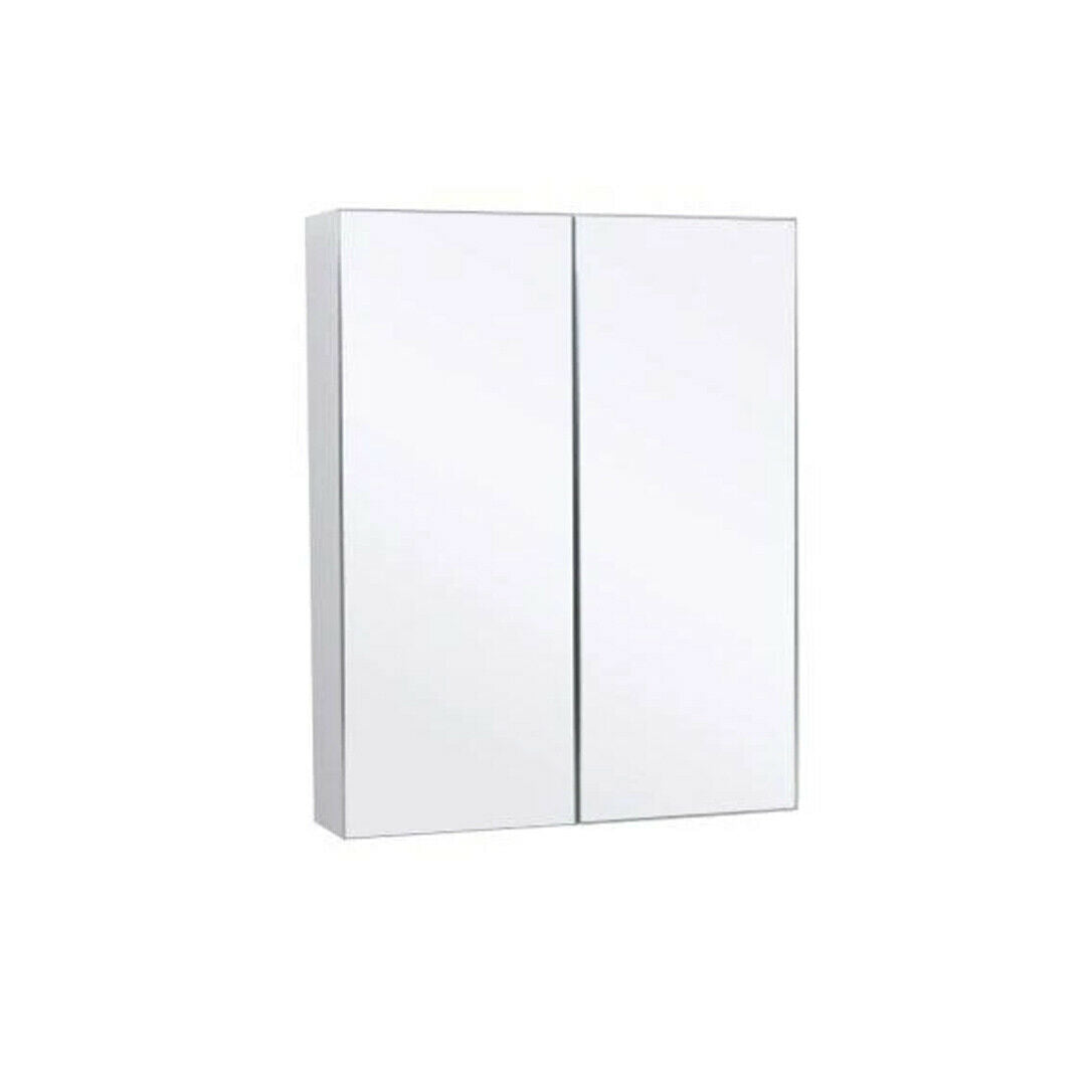 McCann 600 mm 2 Door Mirror Cabinet White Bathroom Wall Mounted Cupboard