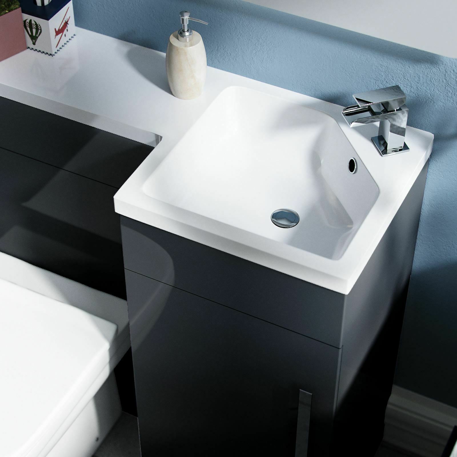 Alaska Grey 900mm WC RH Basin Vanity Unit Cabinet & Rimless Toilet