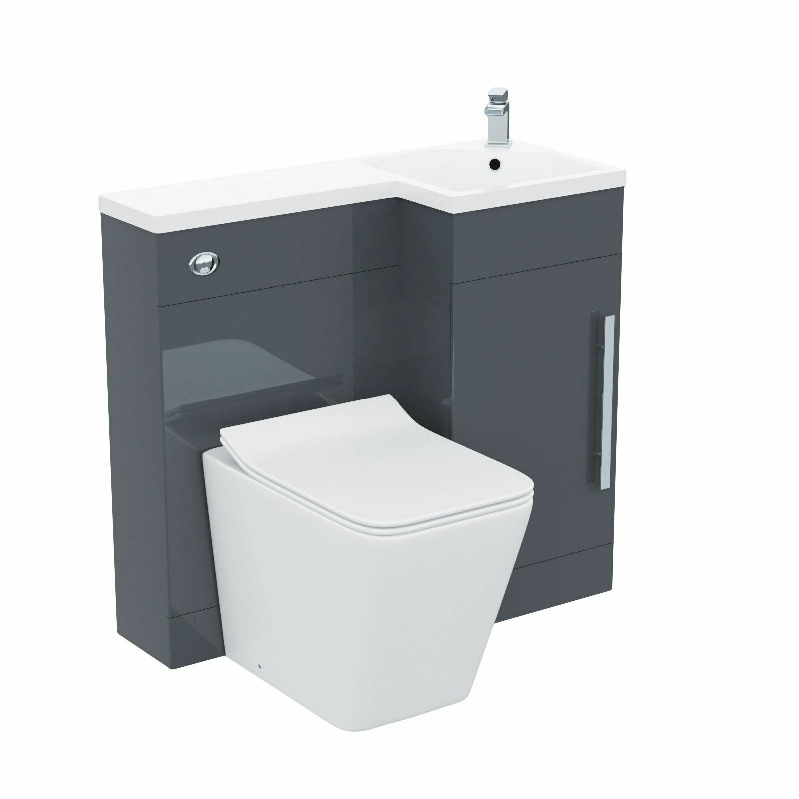 Alaska Grey 900mm WC RH Basin Vanity Unit Cabinet & Rimless Toilet