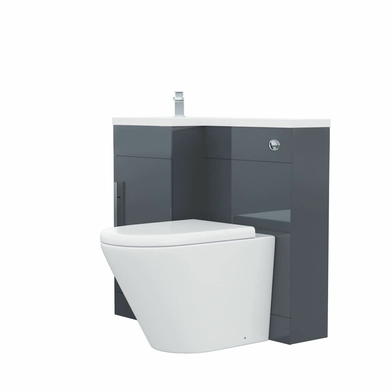 Alaska Grey 900mm Left Hand Cloakroom Basin Vanity Unit and Toilet Pan