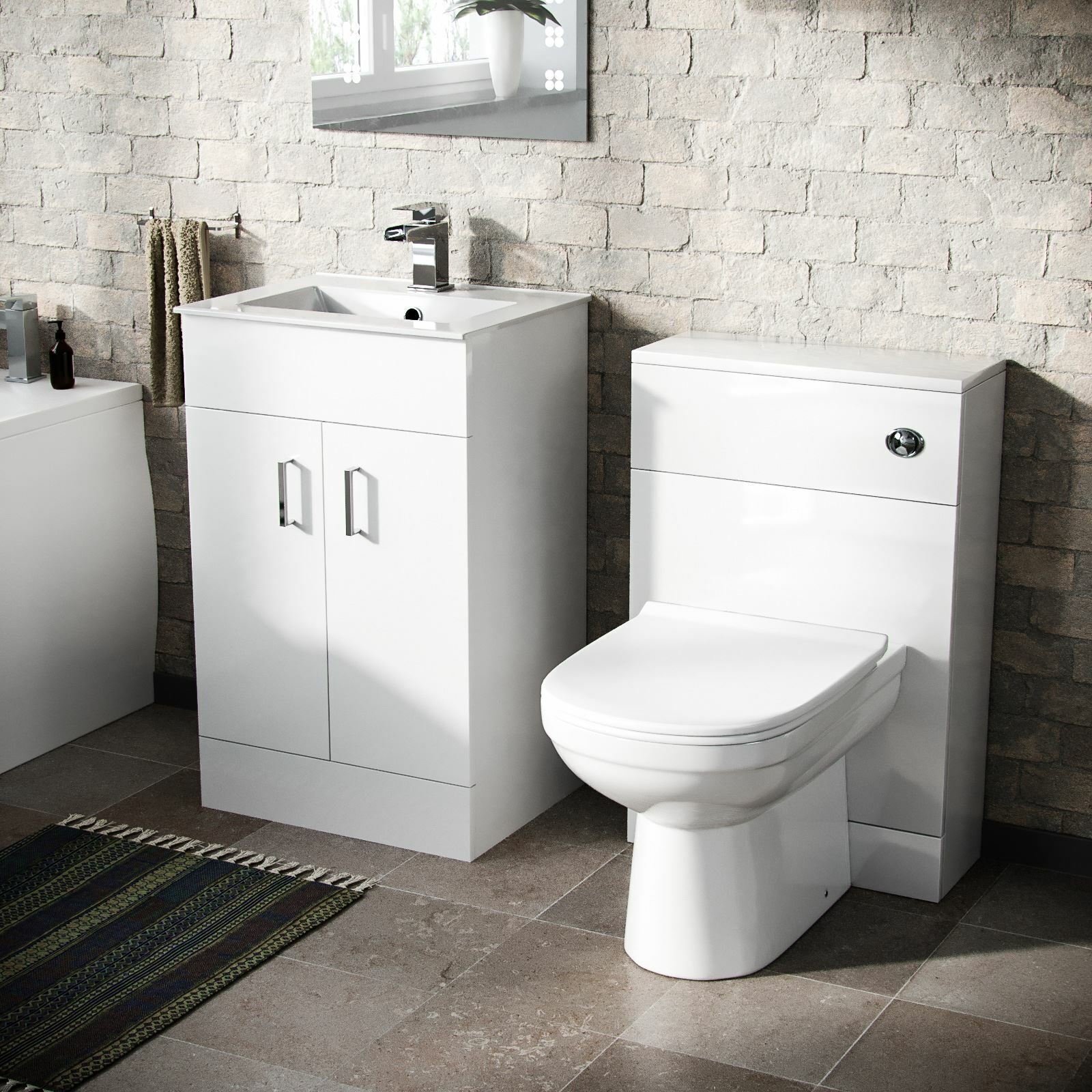 Nanuya Basin Vanity & WC Toilet Pan Soft Close Seat and Bath Suite