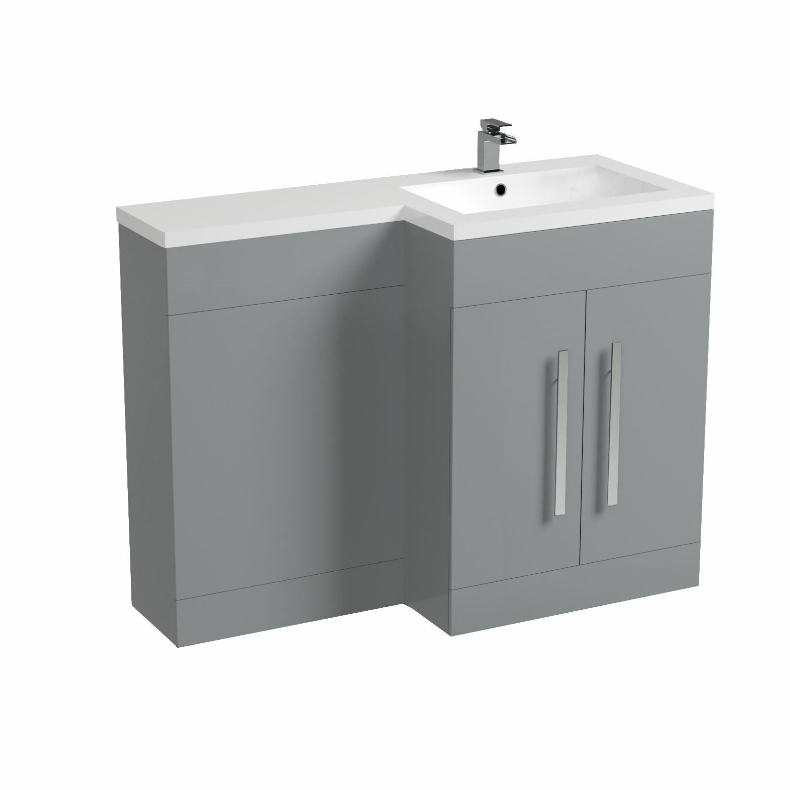 Grey RH 1100mm Basin Sink Vanity Unit Furniture Cabinet Flat Pack