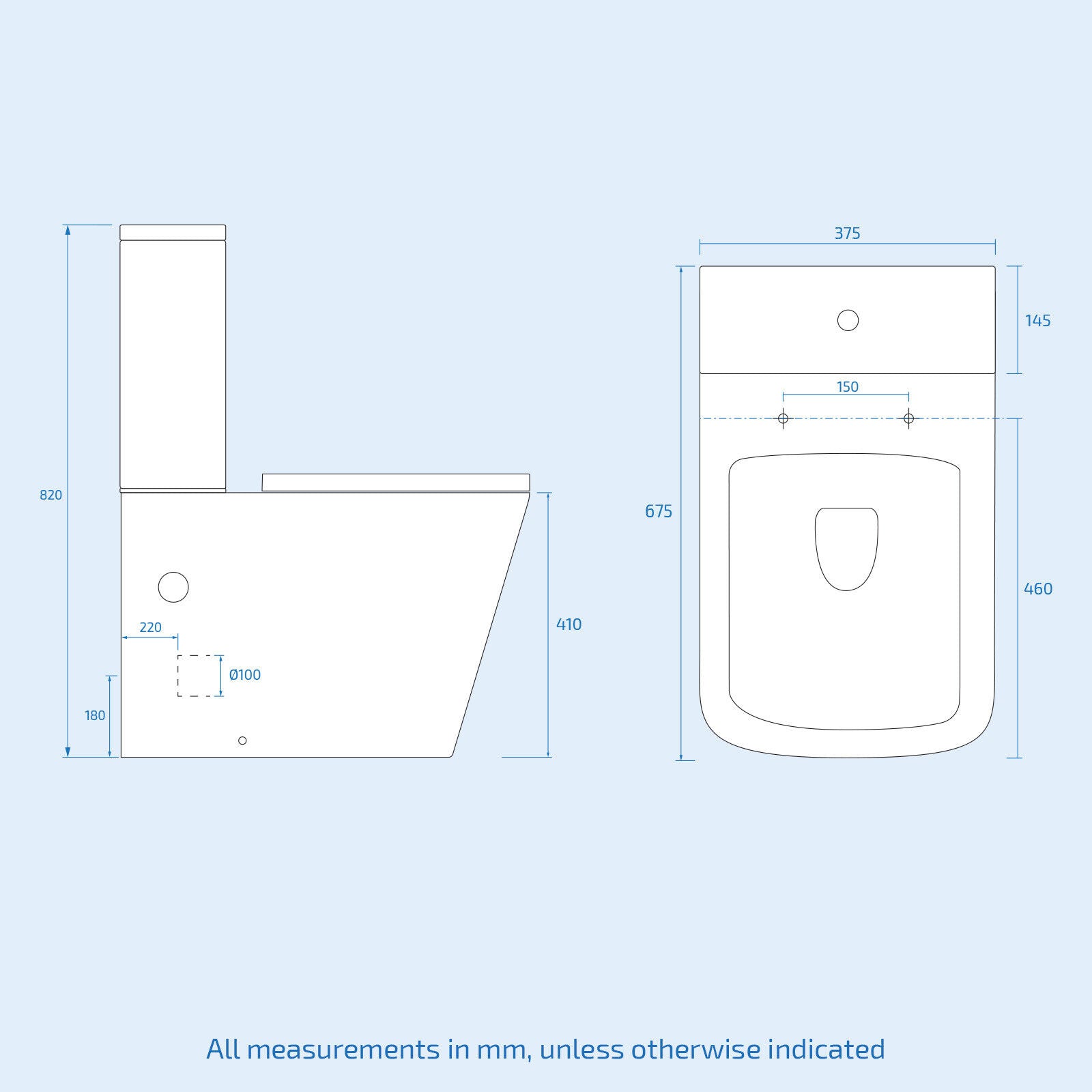 Alaska 600mm Freestanding Basin Vanity, Rimless Square Closed Coupled Toilet