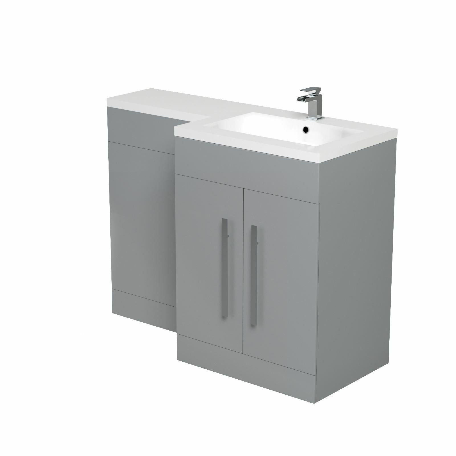 Grey RH 1100mm Basin Sink Vanity Unit Furniture Cabinet Flat Pack