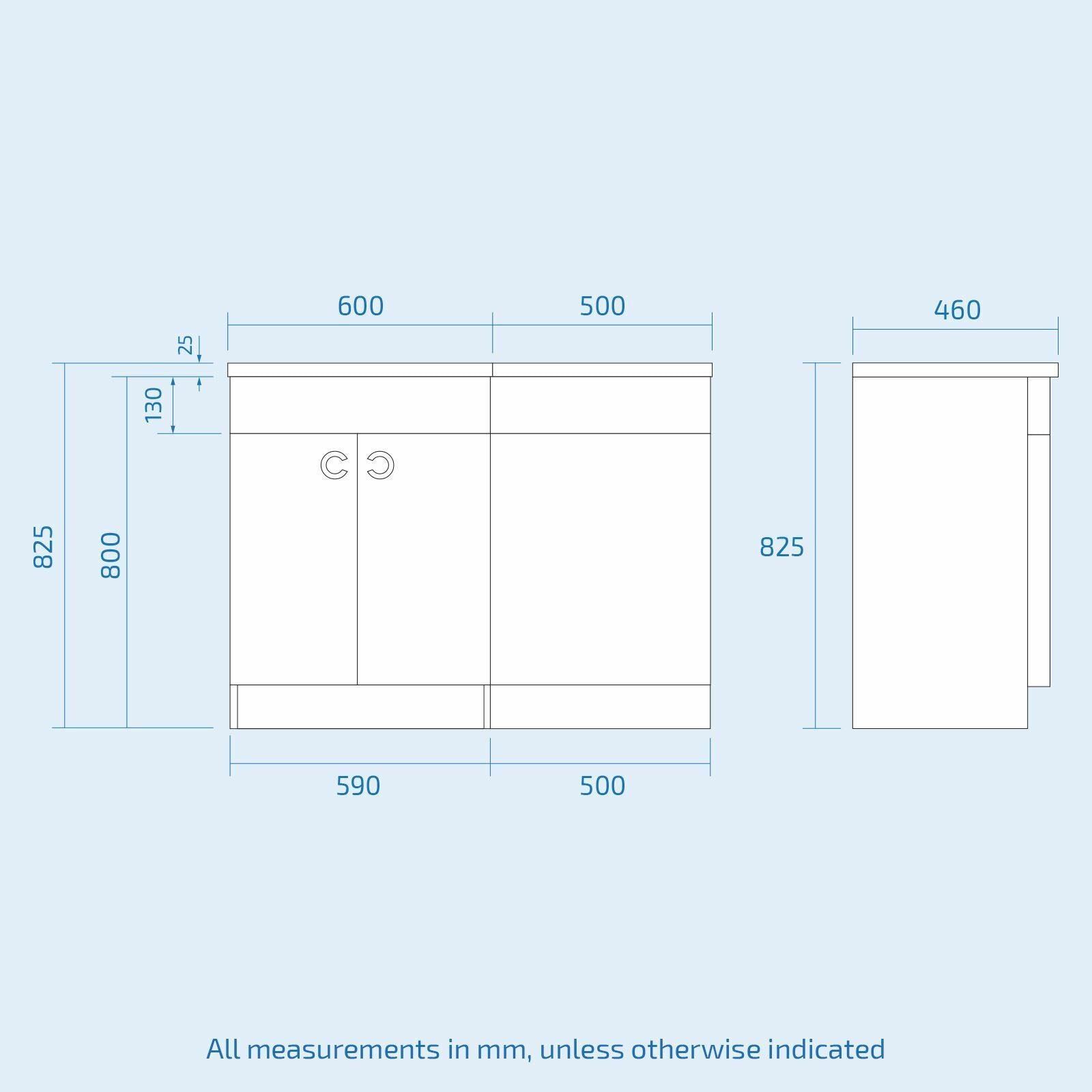 Dene Grey 1100mm Bathroom Basin LH Sink Vanity Unit Back To Wall WC Toilet