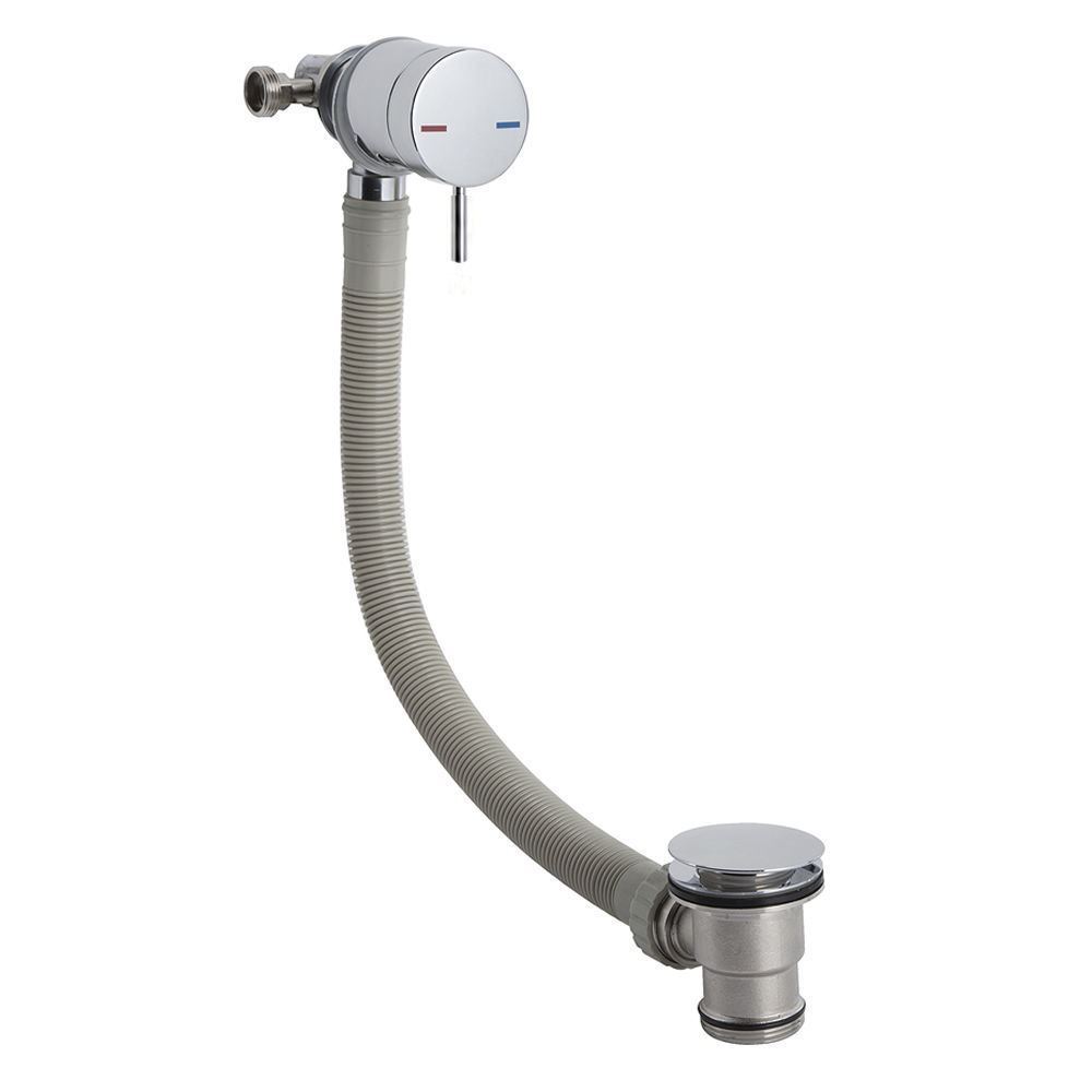 Modern Design Chrome Single Lever Valve Bath Filler With Integrated Overflow And Sprung Waste