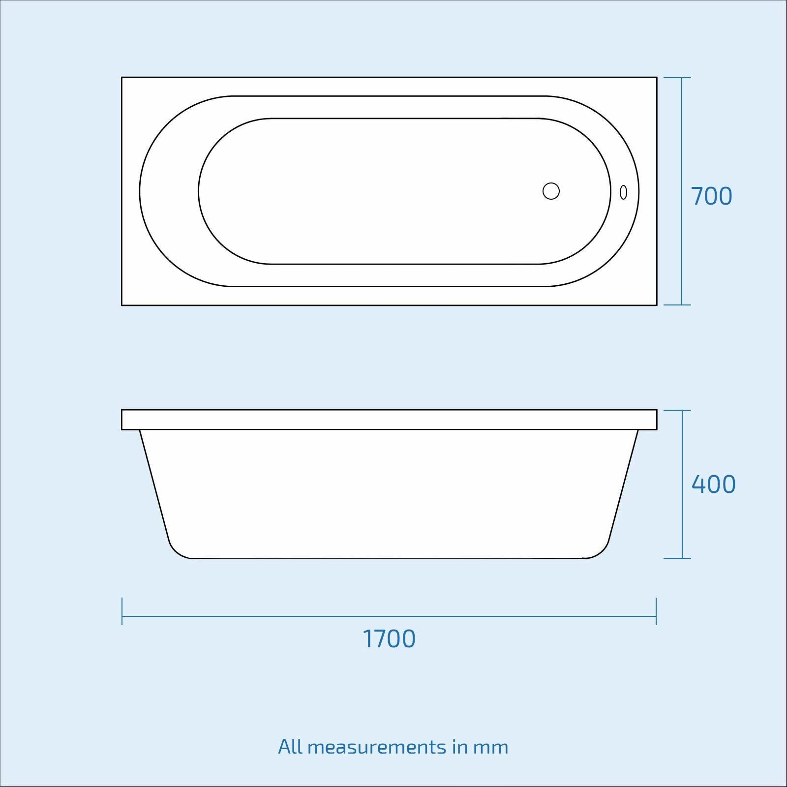 Nanuya White 1700mm Bath and Panel Basin Vanity WC Unit & Back to Wall Toilet