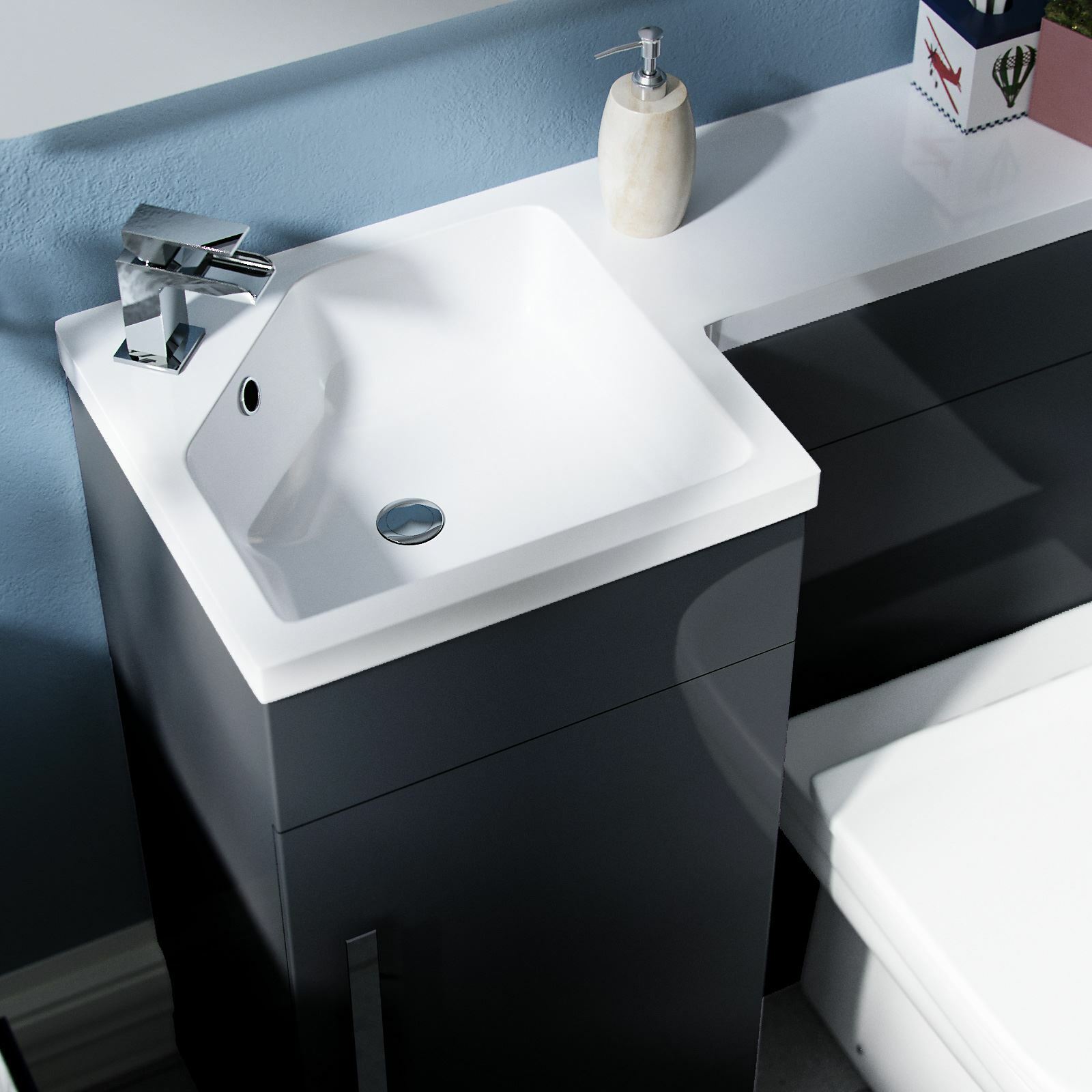 Elora 900mm Dark Grey Left Hand Basin Vanity Unit with Toilet WC
