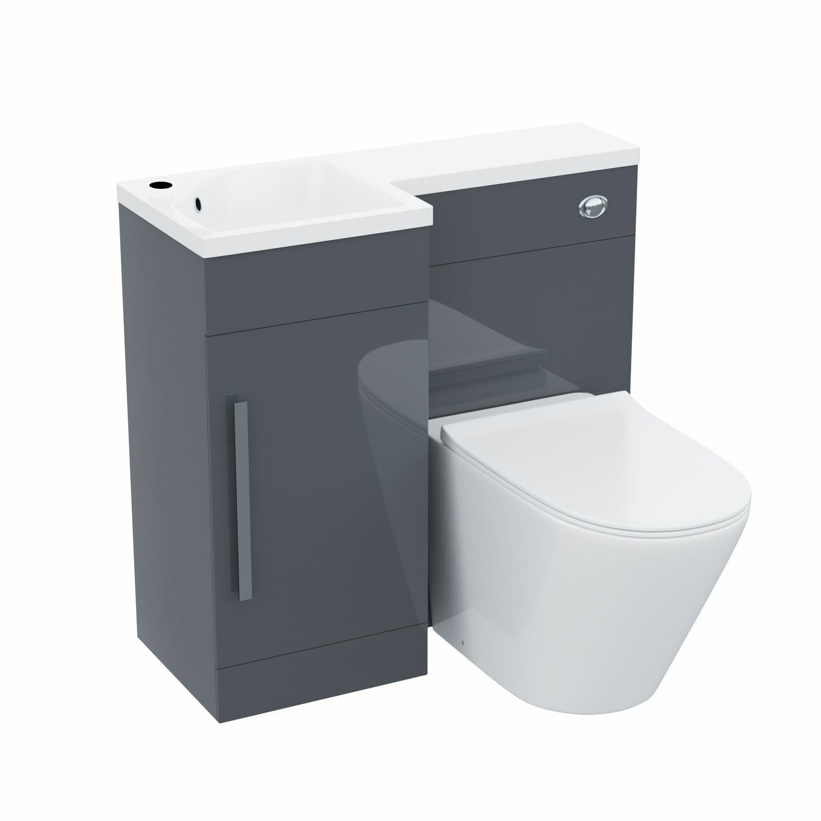 Elora 900mm Dark Grey Left Hand Basin Vanity Unit with Toilet WC