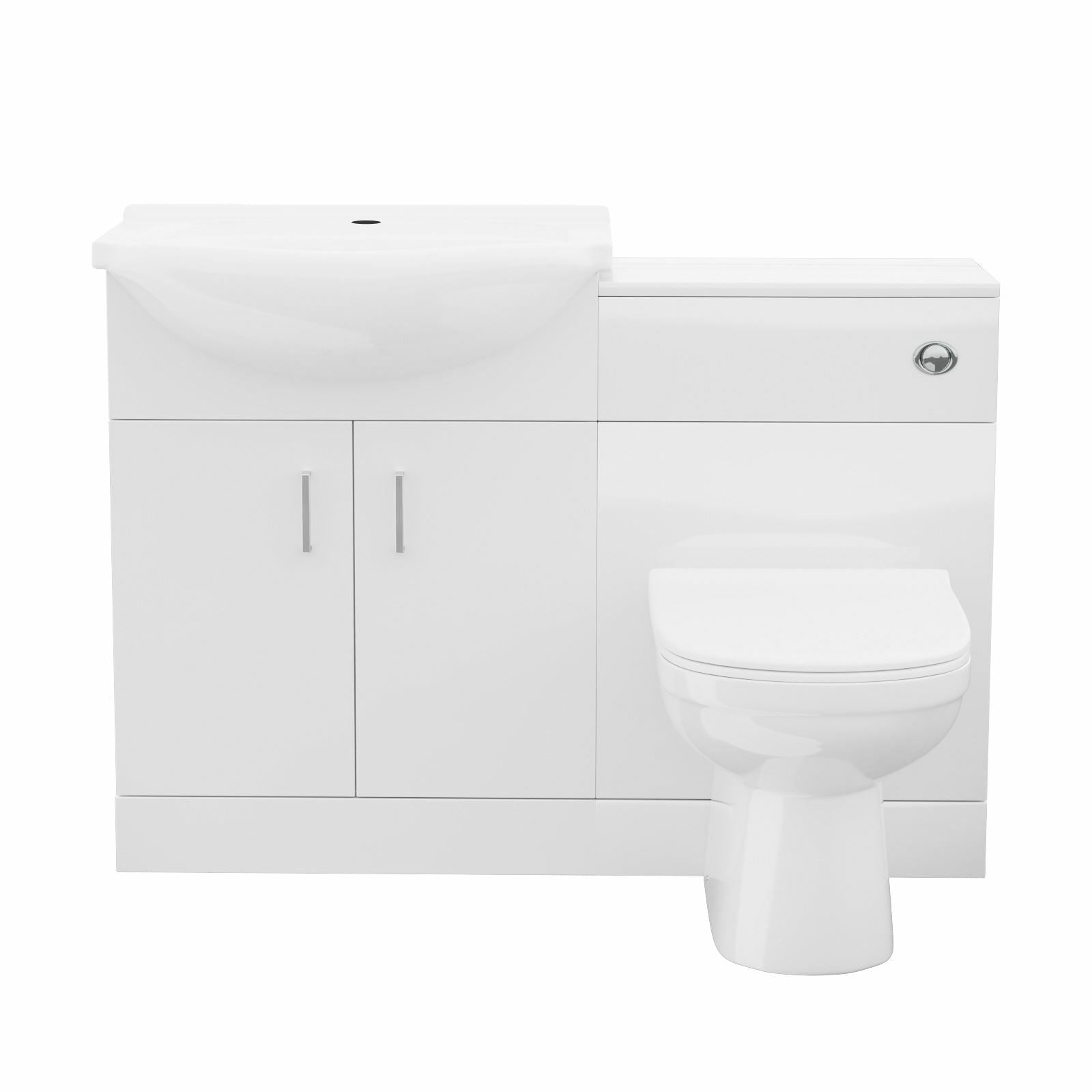 Ellen 1700mm Bath, WC Unit, Back To Wall Toilet, Vanity Basin Unit, Mono and Bath Mixer Taps & Wastes White