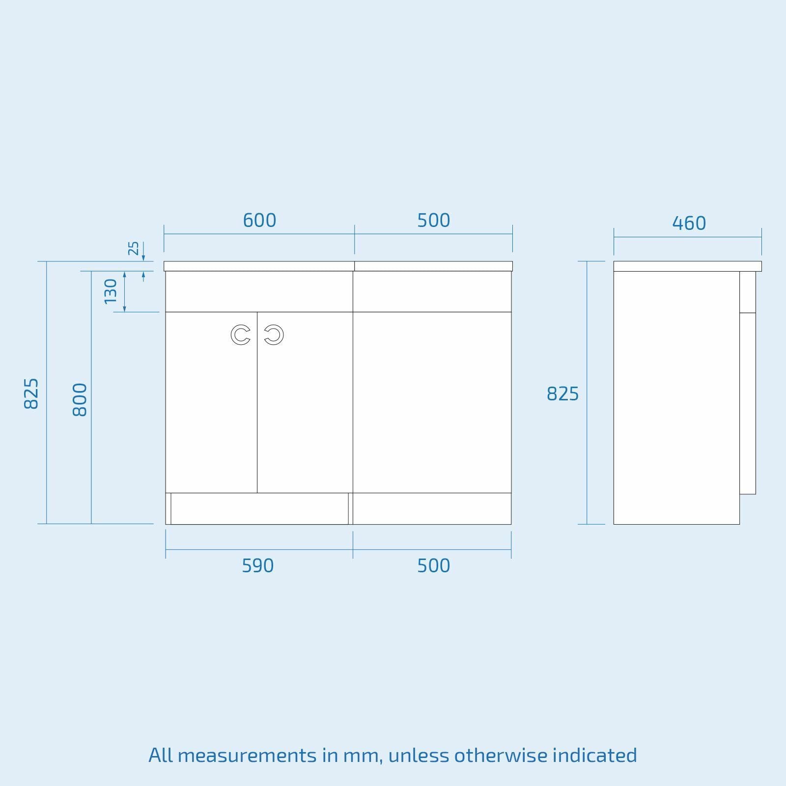 Dene Matte Grey 1100mm P-Shape Left Hand Basin Vanity WC Unit & BTW Toilet