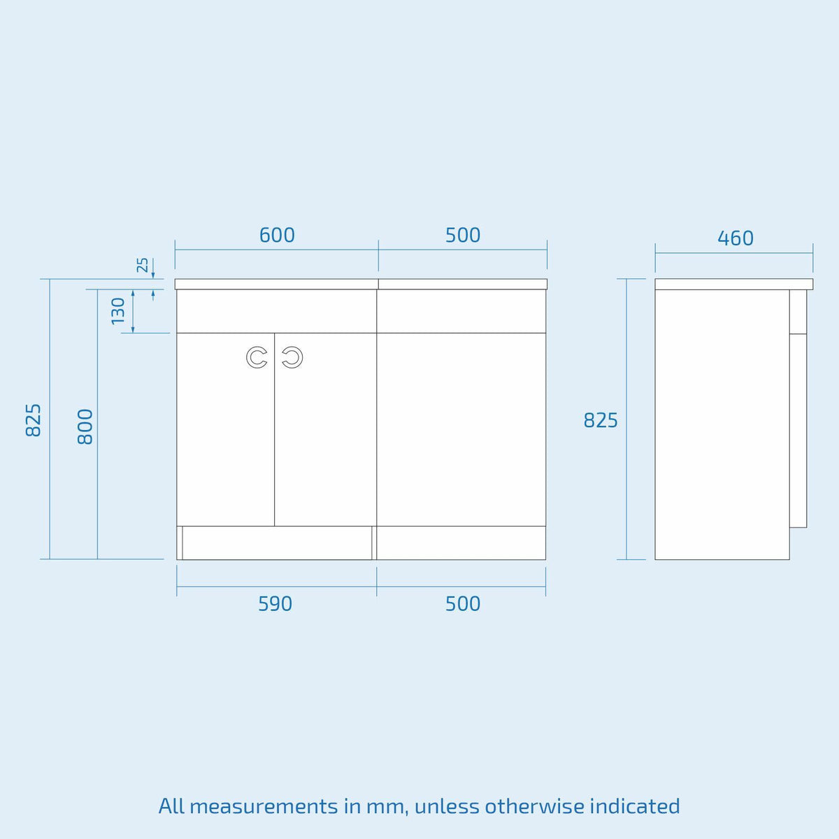 Dene White 1100mm LH Vanity Unit and WC Toilet Cabinet Furniture