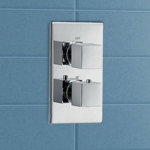 Slim 2 Dial 1 Way Concealed Square Thermostatic Shower Mixer