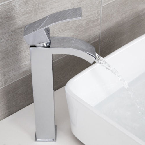 Arke Modern Extended Chrome Design Countertop Basin Mono Mixer Tap