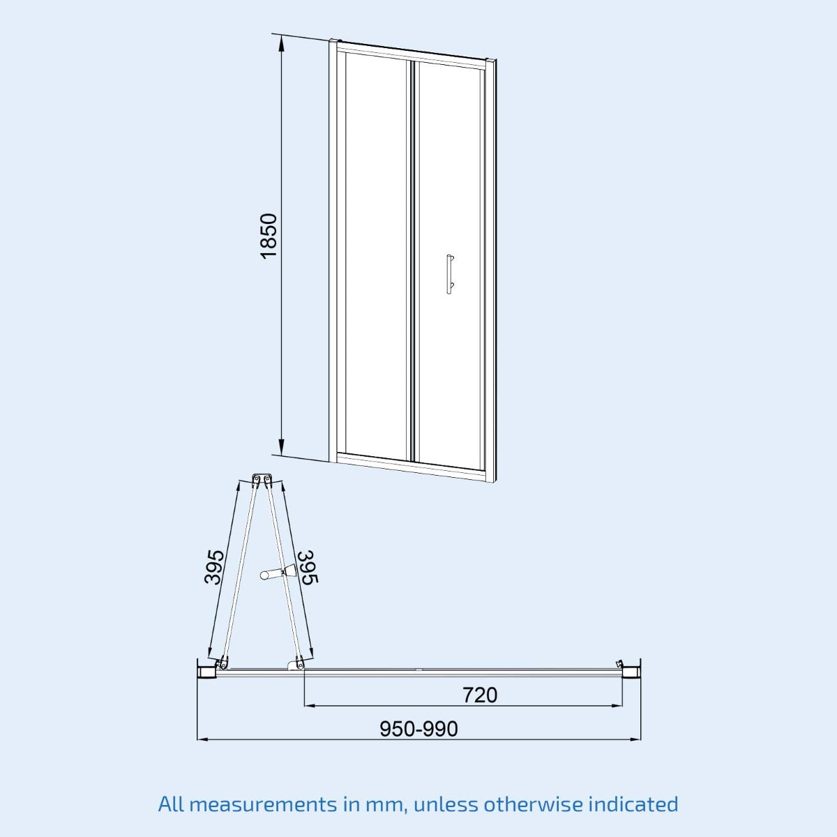 Jupiter 1000mm Shower Bi-Fold Door, 800mm Side Panel Enclosure & Tray Chrome
