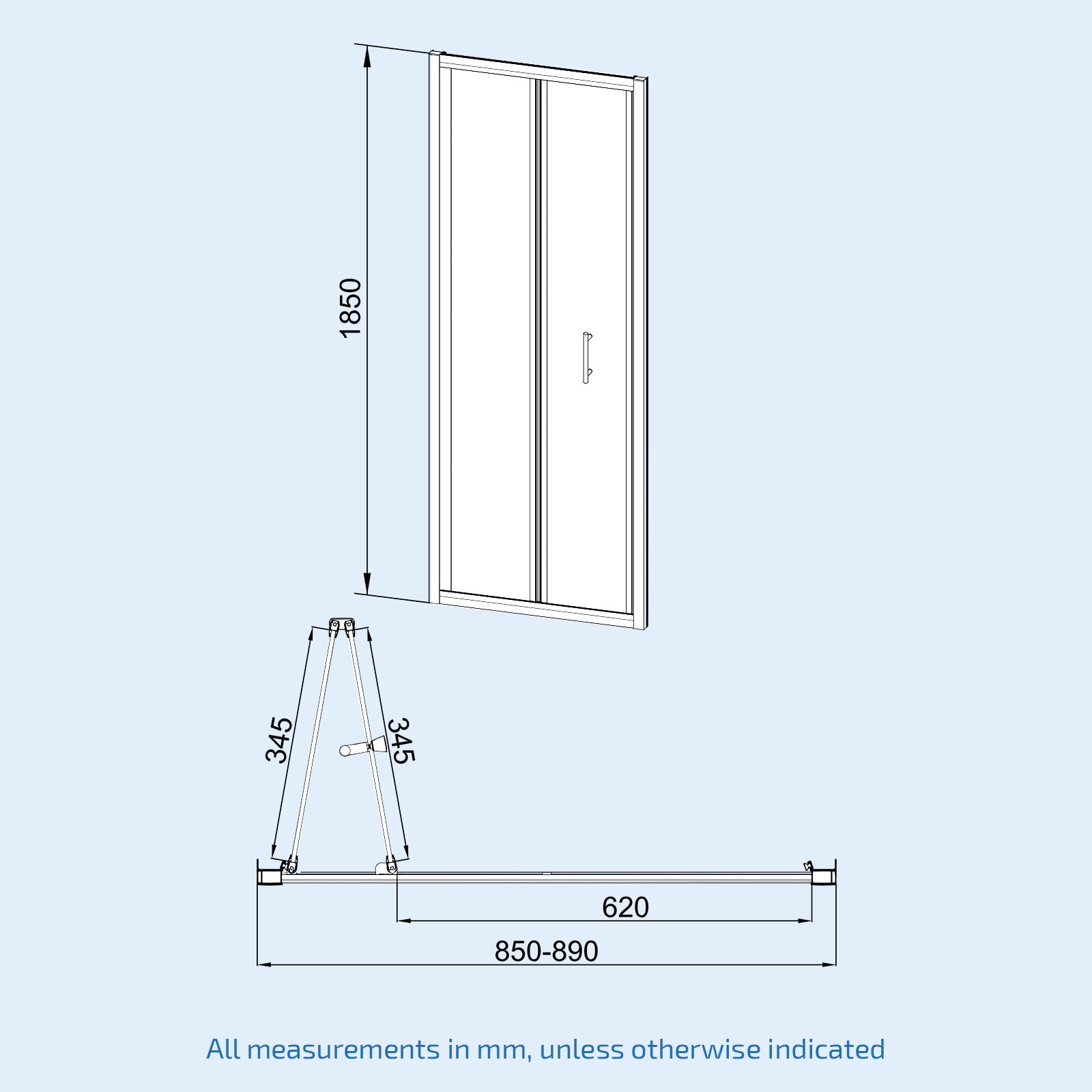 Jupiter Chrome 900mm Shower Bi-Fold Door 900mm Side Panel Enclosure & Tray