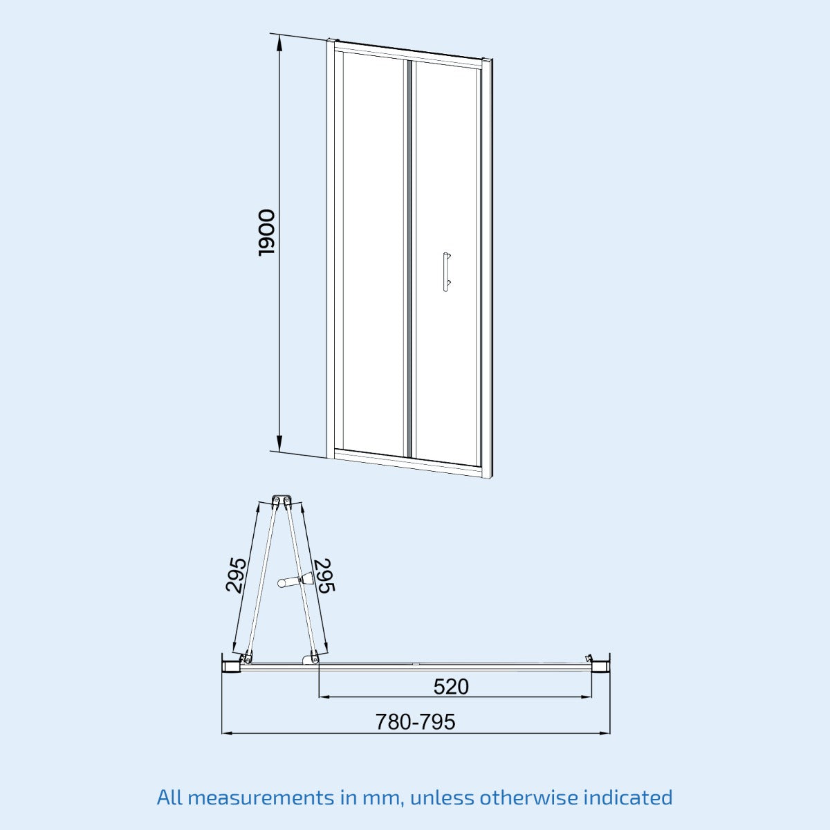 Octax Frameless 800 Bi-Fold Shower Enclosure Door