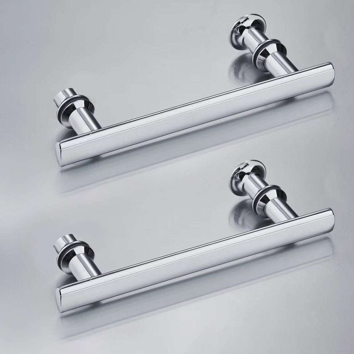 A pair of Square Stainless Steel 145mm Shower Door Handles