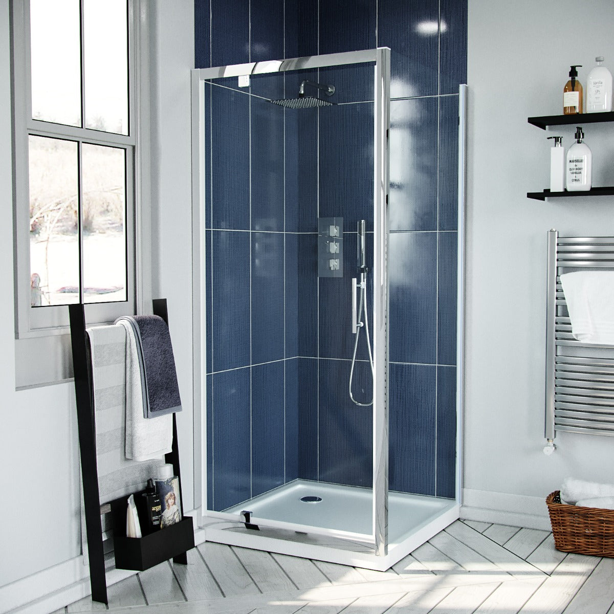 Pivot Shower Enclosure Door 900 mm With Glass Side Panel Screen